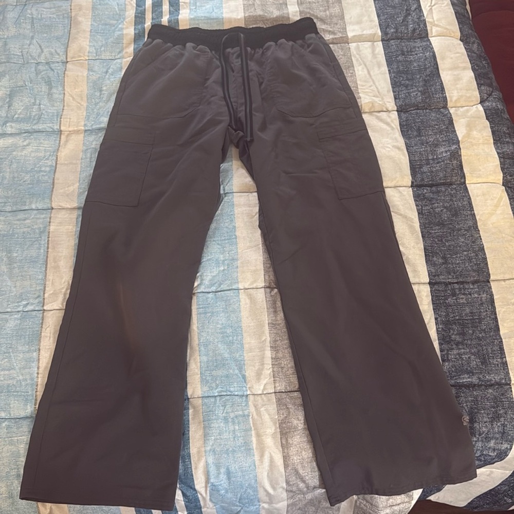 Gray elastic waist Scrub Pants